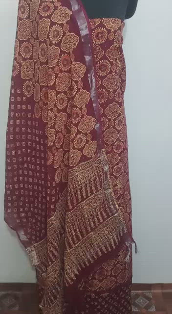 Cotton linen bagru print suit