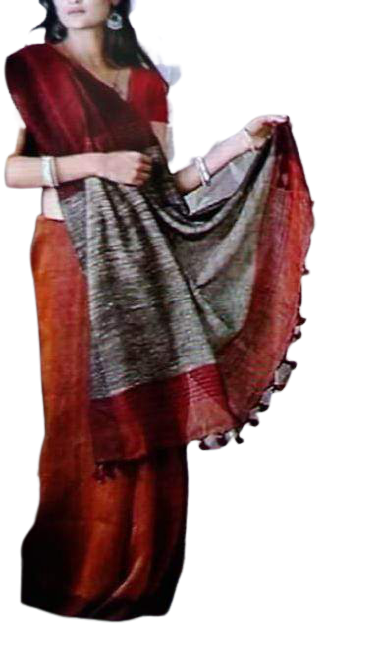 Pure linen plane saree SILK ZONE