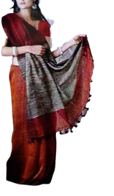 Pure linen plane saree SILK ZONE