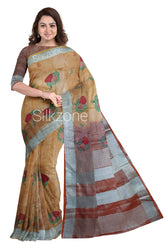 Tissue linen embroidery saree SILK ZONE