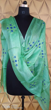 Tussar silk embroidery dupatta silkzon.in