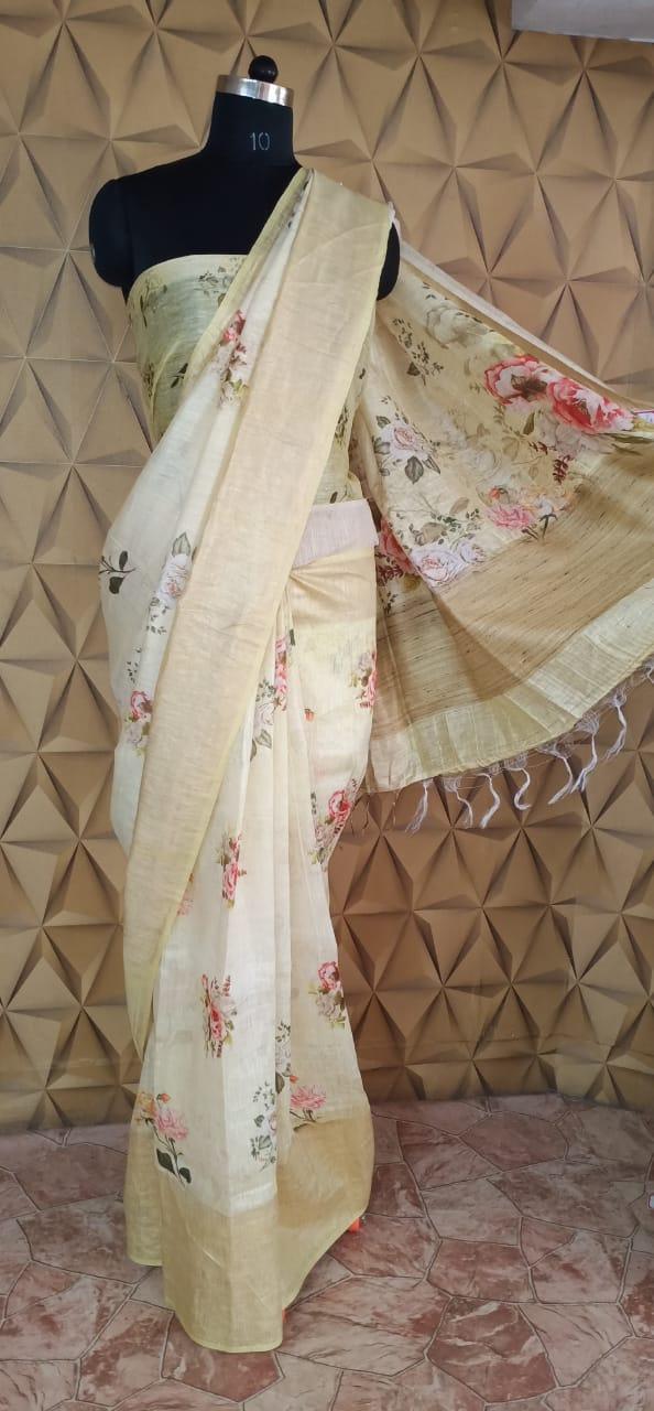 Silk linen saree silkzon.in