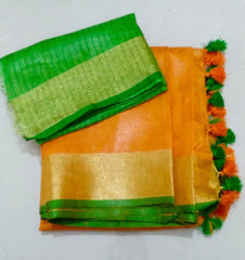 Plain linen saree silkzon.in