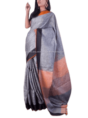 Plain linen saree silkzon.in