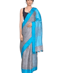 Plain linen saree silkzon.in