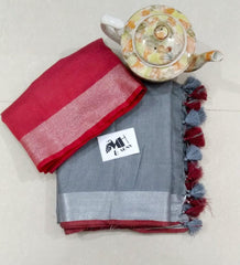 Linen plain saree silkzon.in