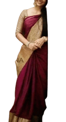 Plain linen saree silkzon.in