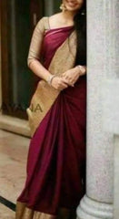 Plain linen saree silkzon.in