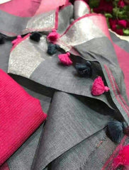 Linen plain saree silkzon.in