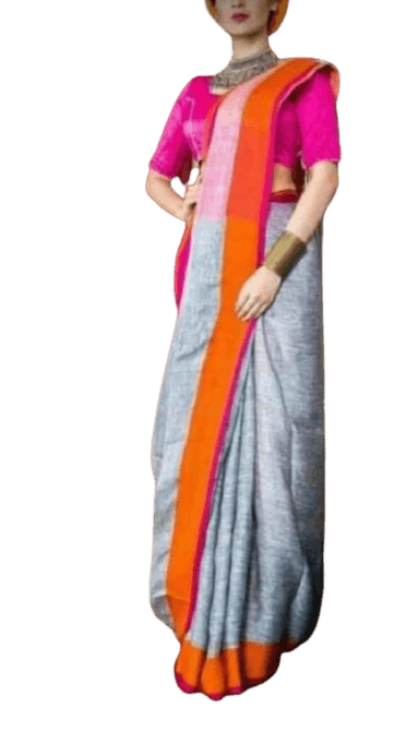 Linen plain saree silkzon.in