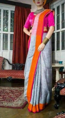 Linen plain saree silkzon.in
