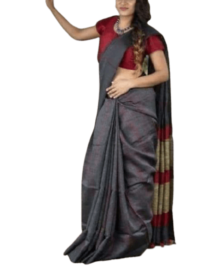 Linen plain saree silkzon.in