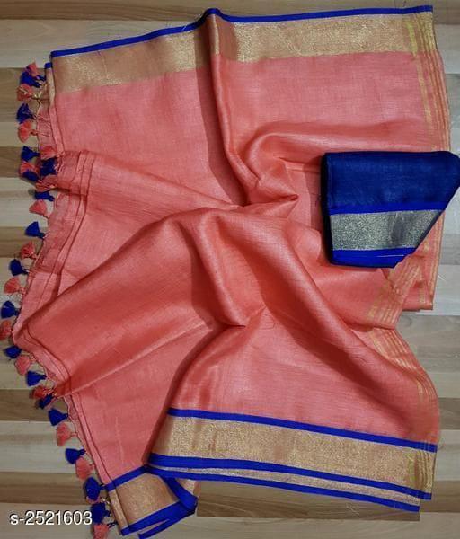 Linen plain saree silkzon.in