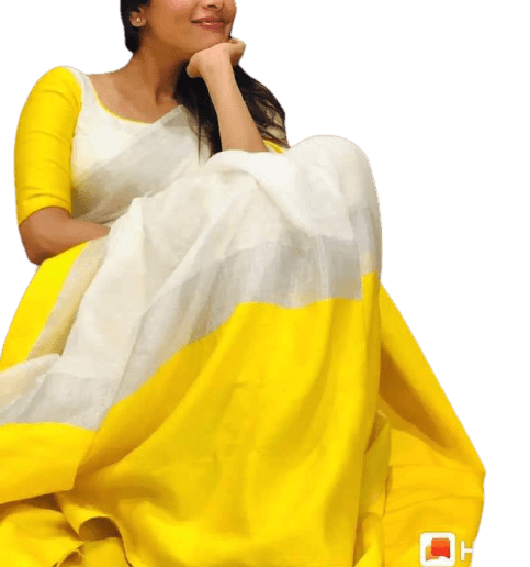 Linen plain saree silkzon.in