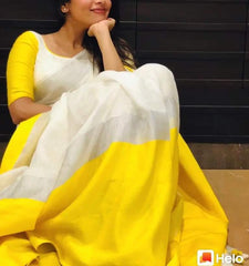 Linen plain saree silkzon.in