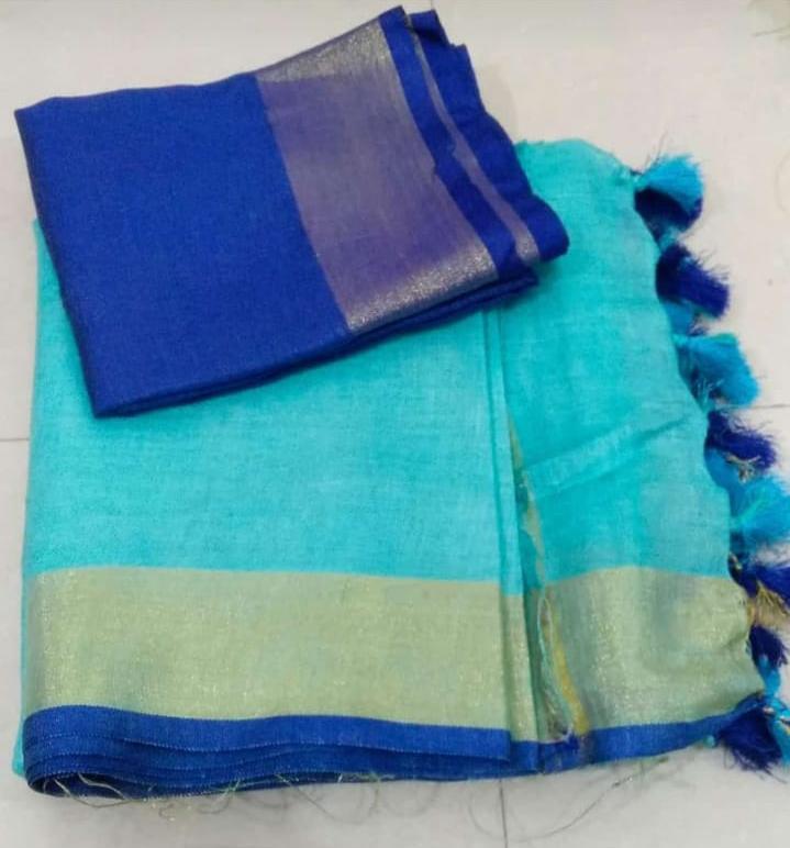 Linen plain sare silkzon.in