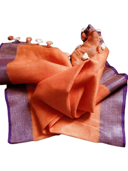 Linen plain saree silkzon.in