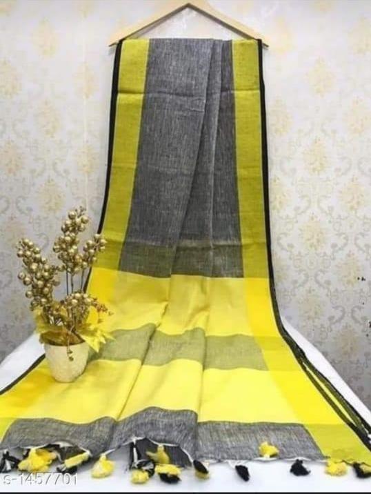 Linen plain saree silkzon.in