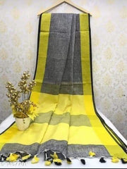 Linen plain saree silkzon.in