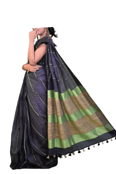 Linen plain saree silkzon.in