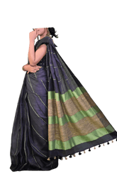Linen plain saree silkzon.in