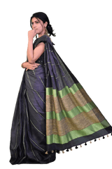 Linen plain saree silkzon.in