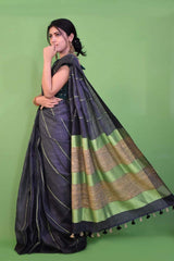 Linen plain saree silkzon.in