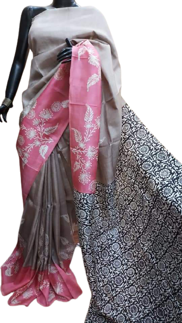 Pure Tussar Silk print saree