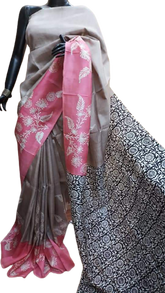 Pure Tussar Silk print saree