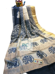 Pure Tussar Silk print saree