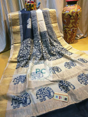 Pure Tussar Silk print saree