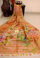 Handloom tussur silk digital print saree SILK ZONE