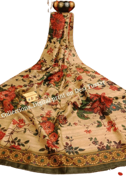 Handloom tussur silk digital print saree SILK ZONE