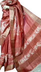 Pure Tussar Silk print saree