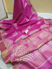 Pure Tussar Silk print saree
