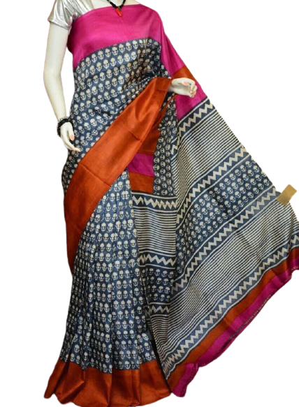 Pure Tussar Silk print saree