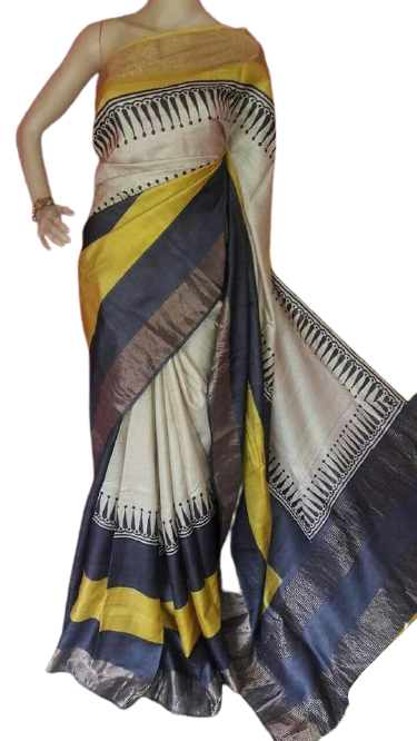Pure Tussar Silk print saree