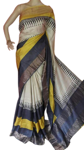 Pure Tussar Silk print saree
