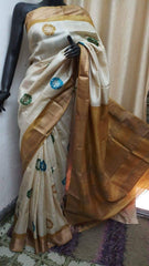 Pure Tussar Silk print saree