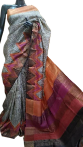 Pure Tussar Silk print saree