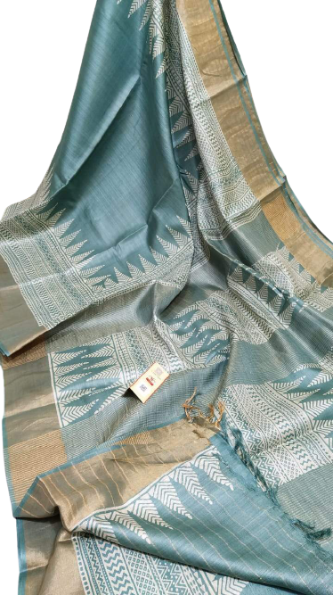 Pure Tussar Silk print saree