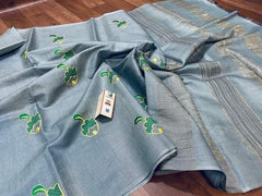 Tussar silk embroidery saree SILK ZONE