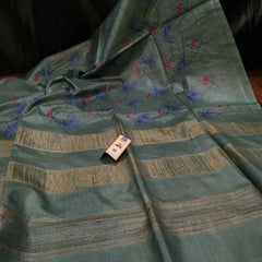 Tussar silk embroidery saree SILK ZONE