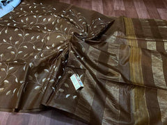 Tussar silk embroidery saree SILK ZONE