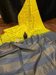 Tussar silk embroidery saree SILK ZONE