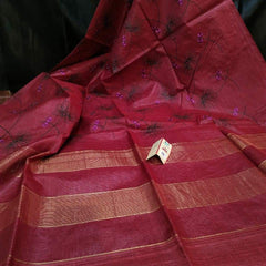 Tussar silk embroidery saree SILK ZONE