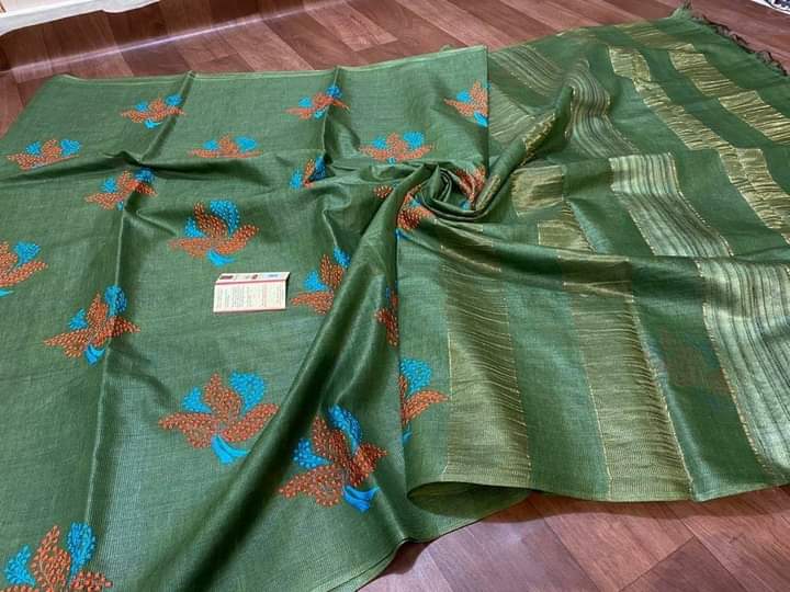 Tussar silk embroidery saree SILK ZONE