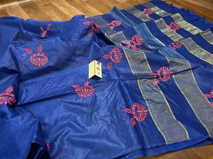 Tussar silk embroidery saree SILK ZONE