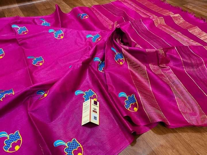 Tussar silk embroidery saree SILK ZONE