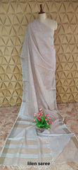 Linen plain saree SILK ZONE